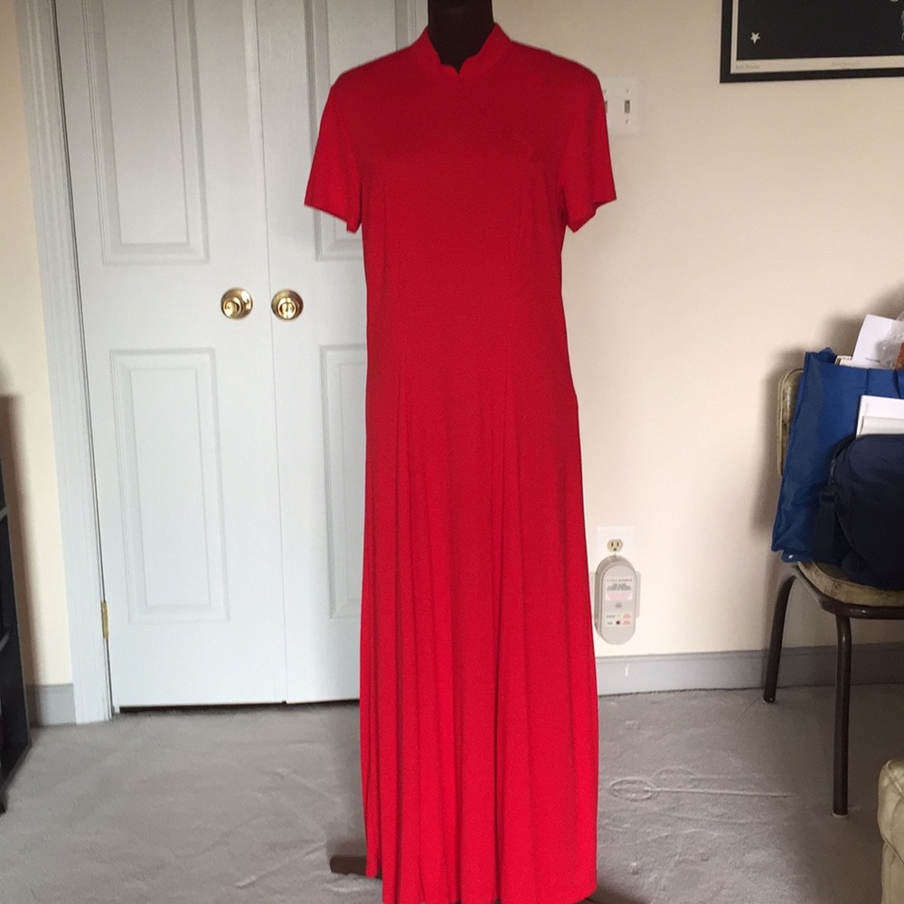NWT Coldwater Creek Asian style long red dress